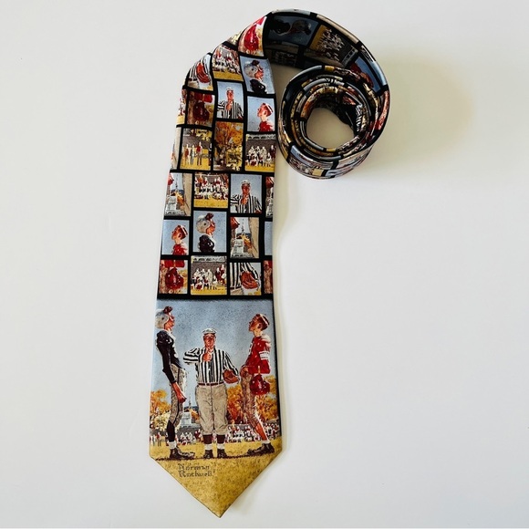 Norman Rockwell Silk Tie Coin Toss The Saturday Evening Post Style 3717 - Picture 1 of 9